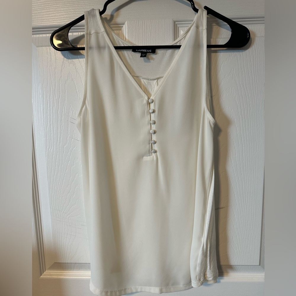 Express White Sleeveless Button-Front Blouse